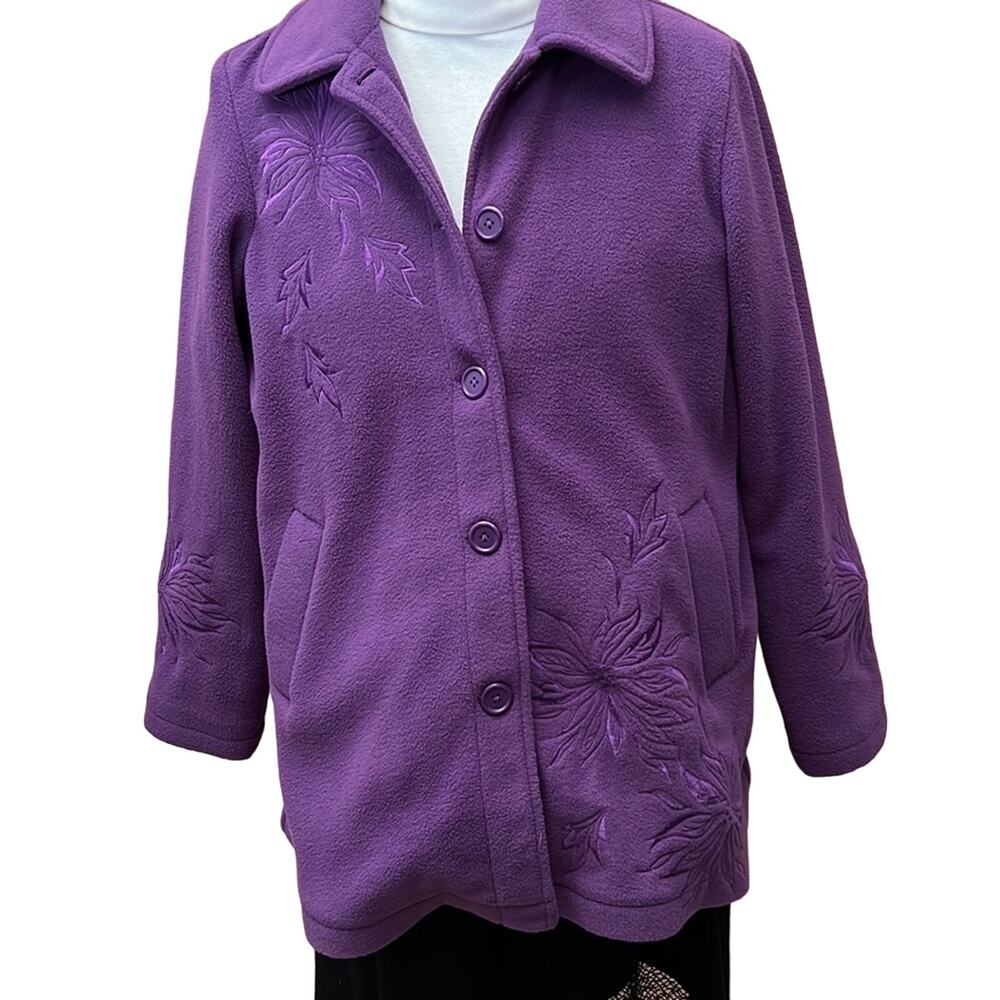 Susan Graver Purple Fleece Jacket. L - Picture 2 of 5